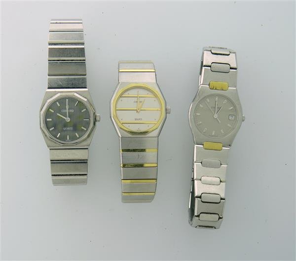 Lot of Three Concord Ladies Watches: Lot of Three Concord Ladies Watches. 23mm Case. Quartz Movement. Not Running.