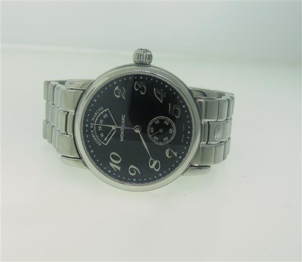 Montblanc Meisterstuck Power Reserve Steel Watch: Stainless steel case - 35mm in diameter. Manual wind movement . Original dial, power reserve sub dial at 12 o'clock, small second hand at 6 o'clock,arabic numerals,original crown.