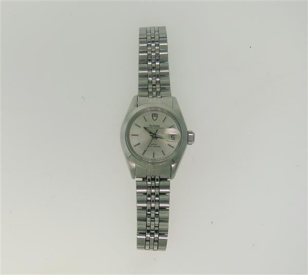Tudor Princess Oysterdate Self Winding Watch: Steel case - 25mm in diameter. Self winding automatic movement - running order. Original band and buckle,date at 3 o'clock,center second hand