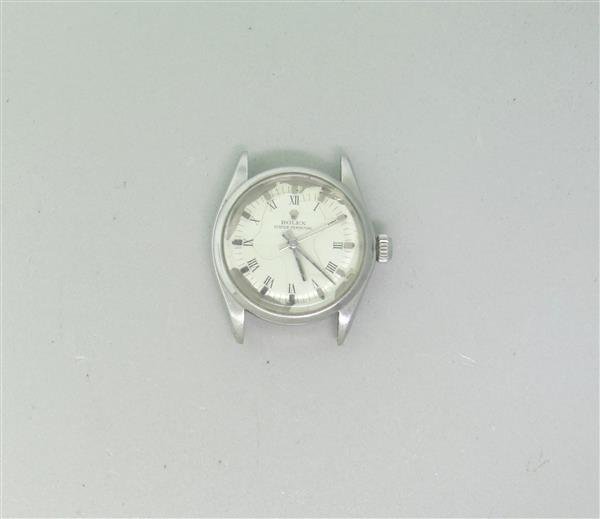 Rolex Oyster Perpetual Steel Midsize Watch ref 6748: Steel case - 29mm in diameter. Automatic movement - not running,balance wheel goes back and forth. ref 6748,serial 377****,21 jewel movement,adj. 5 positions,cal. 2030, Cracks and loss of paint on dia