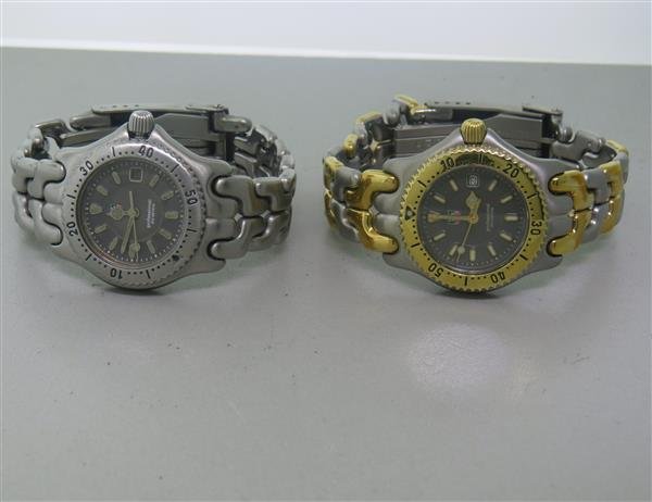 Tag Heuer Link Professional Ladies Watch Lot of 2: Lot of 2 Tag Heuer ladies watches. Cases - 28mm in diameter. Functions - center second hand,rotating bezel,date at 3 o'clock, original bands. One running,one is not, one date mark is scratched off