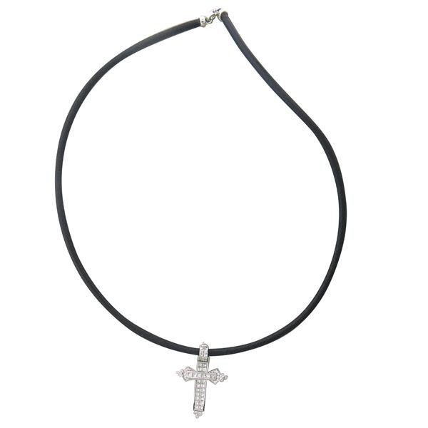 Roberto Coin 18k Gold Diamond Cross Pendant Cord: Cord necklace is 16 1/2" long , cross - 33mm x 22mm. Diamonds approx. 1.96ctw GH/ VS2. Marked R Coin,18k,Italy,signature ruby. weight - 9.3gr