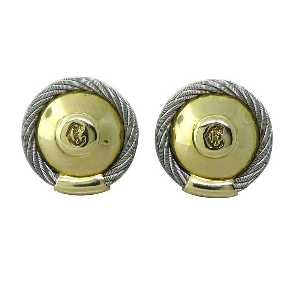 Charriol Gold Filled Steel Earrings: Earrings are 20mm in diameter. weight - 16gr