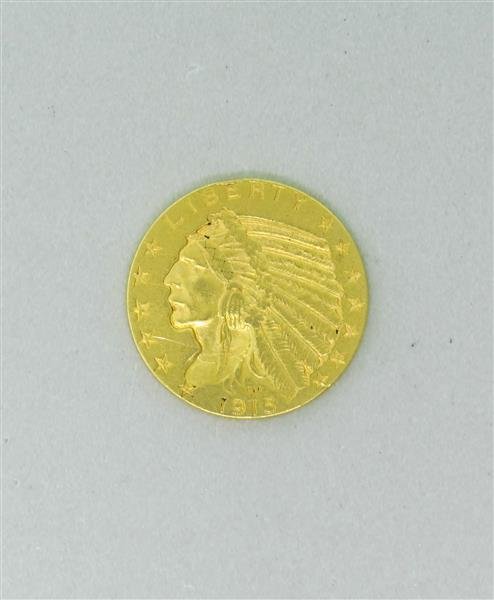 1915 Indian Head 5 Dollars Gold Coin: 1915 Indian Head 5 Dollars Gold CoinColor stones have not been tested for color and clarity enhancement,unless stated otherwise. Watches are guaranteed to be in running order, if described as such, at