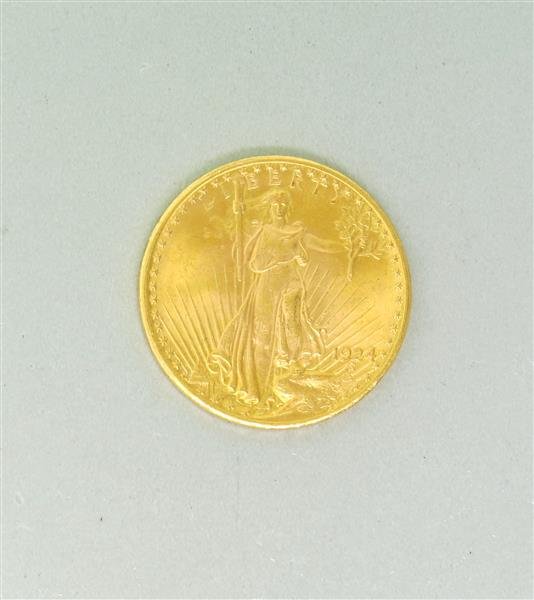 1924 Liberty 20 Dollars Double Eagle Gold Coin: 1924 Liberty 20 Dollars Double Eagle Gold CoinColor stones have not been tested for color and clarity enhancement,unless stated otherwise. Watches are guaranteed to be in running order, if described a