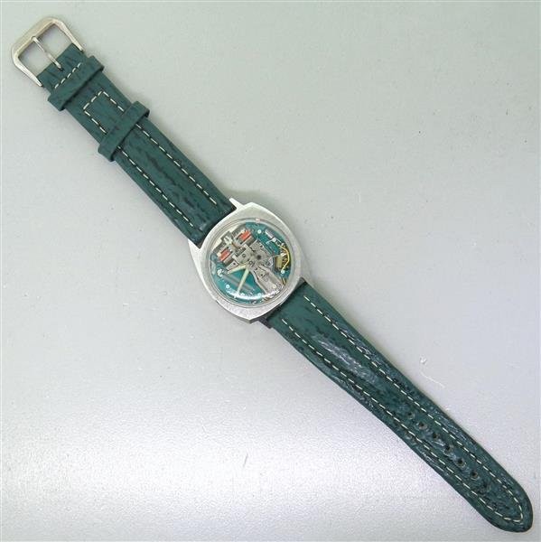 Bulova Accutron Asymmetrical Case Watch: Asymmetrical case - 34mm x 40mm lug tip to lug tip. Back marked G79768 M3 . Not running. Skeleton dial, luminous markers.Watches are guaranteed to be in running order, if described as such, at the tim