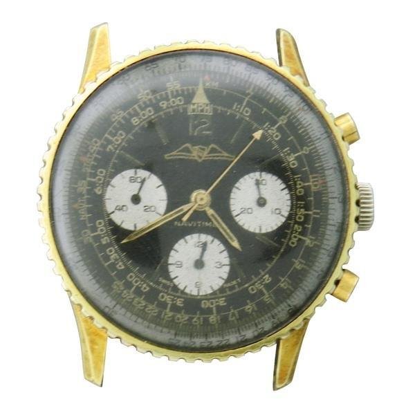 Breitling Navitimer Watch Venus 178 cal AOPA: Case - 41mm in diameter excl lugs and crown. 18k gold filled case,steel back, lug width 22mm. Venus 178 cal, 17 jewel movement, 806. 3 reg chronograph,black dial. Some wear on pushers.Gemstones have n