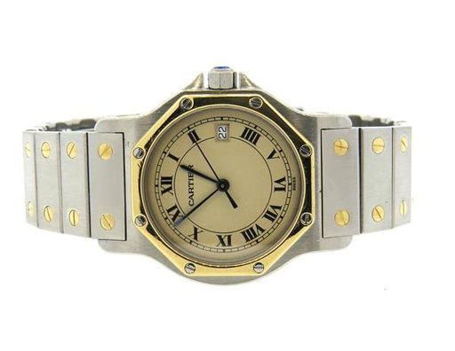 Cartier Santos Hexagonal 18k Gold Steel Watch Apr 27 2015 Hampton Estate Auction In Pa
