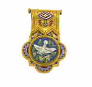 Antique Italy 18k Gold Micro Mosaic Pendant Locket (1 of 7)