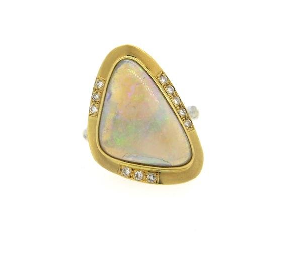 18k Gold Platinum Diamond Opal Ring (1 of 4)