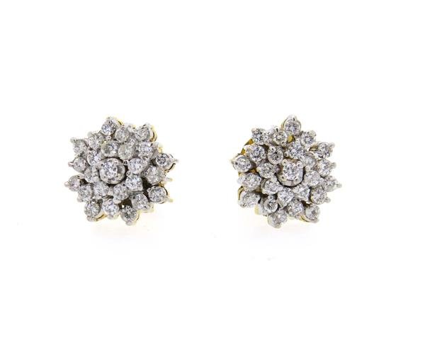 14k Gold Diamond Cluster Stud Earrings (1 of 2)