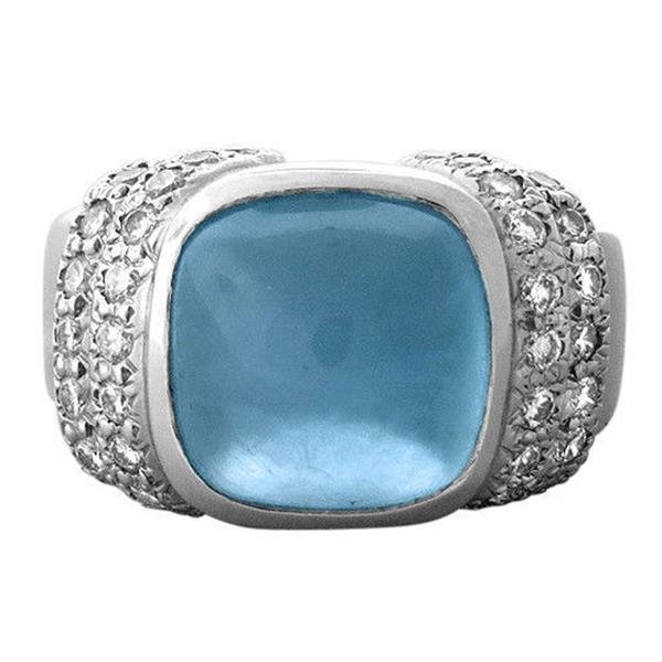Marlene Stowe 18k Gold Diamond Aquamarine Ring (1 of 4)