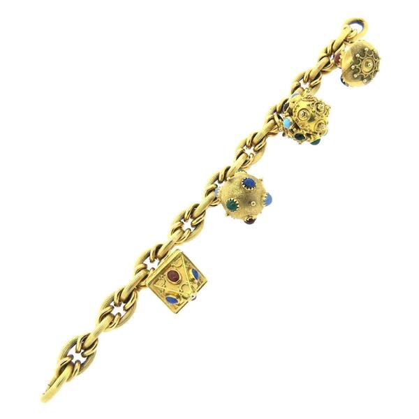 Large 18k Gold 3D Gemstone Charm Bracelet (1 of 3)