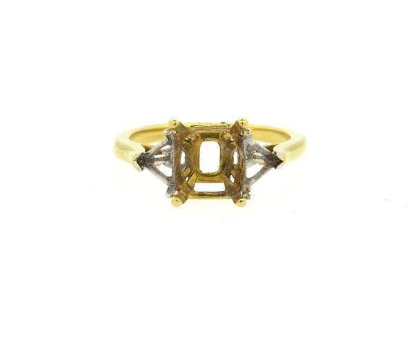 18k Gold Three Stone Ring Setting (1 of 3)