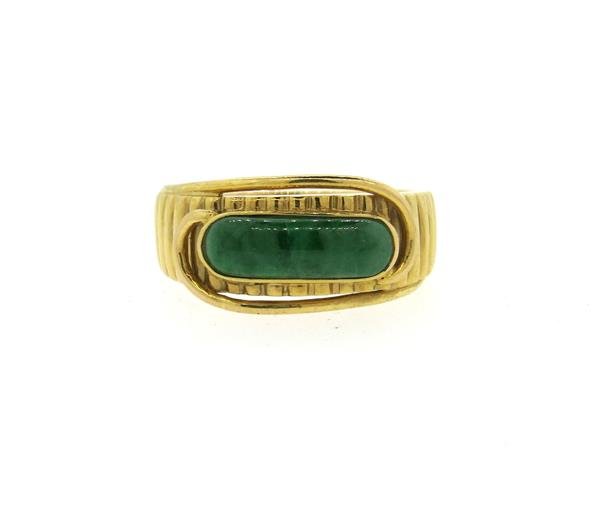 18k Gold Green Gemstone Ring (1 of 4)