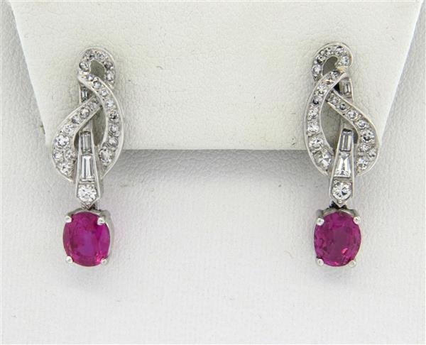 18k Gold  2.72ctw Ruby Diamond Drop Earrings (1 of 4)