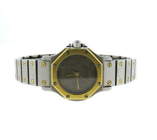 Cartier Santos Hexagonal 18k Gold Steel Watch Apr 27 2015 Hampton Estate Auction In Pa