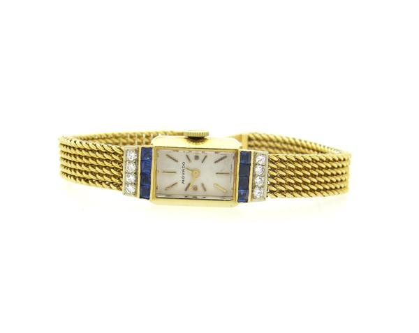 Movado 14k Gold Sapphire Diamond Watch Bracelet (1 of 6)