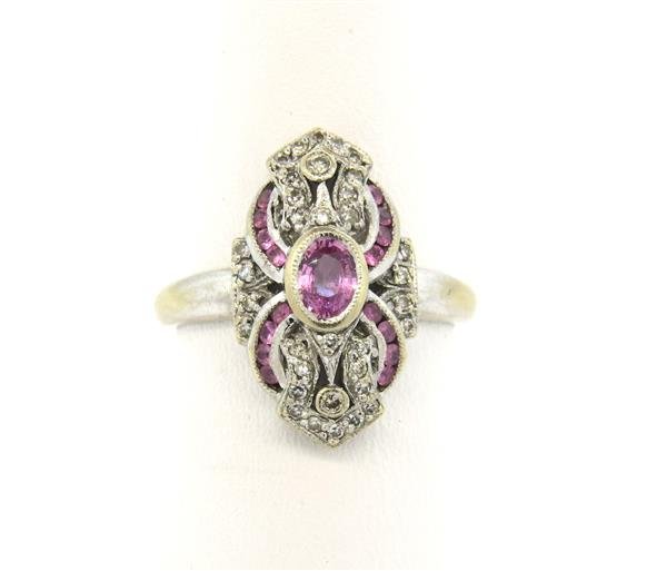 14k Gold Pink Sapphire Diamond Ring (1 of 5)