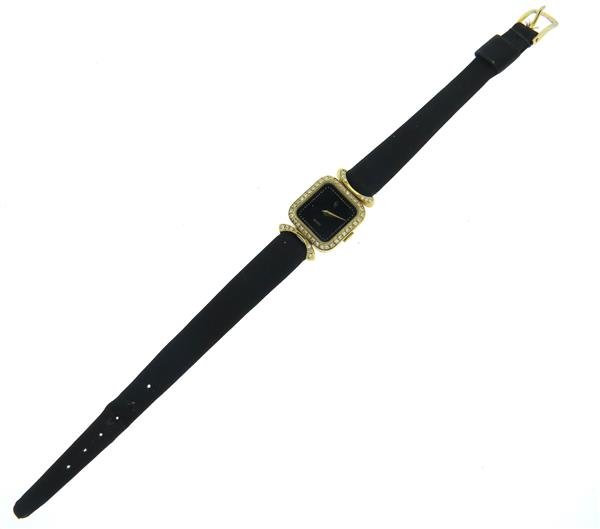 Concord 18k Gold Diamond Quartz Watch: 18k gold case - 18mm excl crown x 26mm lug tip to lug tip. Black dial , diamond bezel and lugs. Quartz movement - running order.Gemstones have not been graded for color and clarity ,and tested for cla