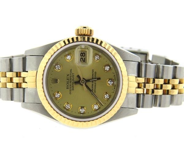 Rolex Datejust 18k Gold Steel Diamond Watch ref. 69173 (1 of 4)