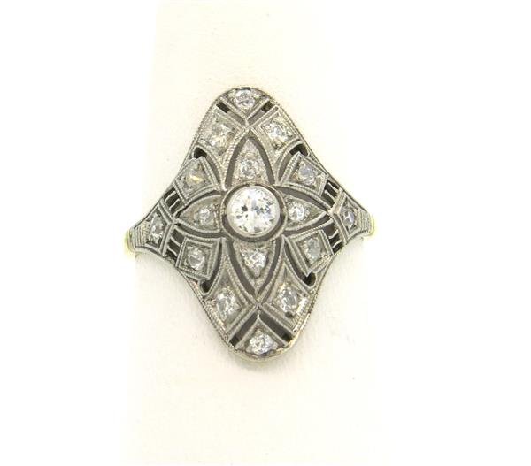 Filigree Platinum 14K Gold Diamond Ring (1 of 4)