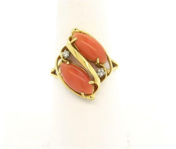 14K Gold Coral Diamond Ring (1 of 4)