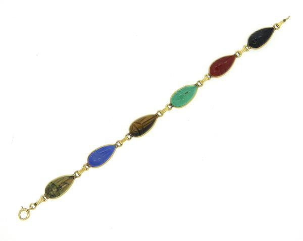 14k Gold Multicolor  Stone Scarap Bracelet (1 of 4)
