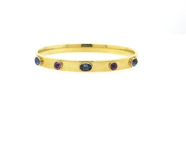 14k Gold Multicolor Gemstone Bangle Bracelet (1 of 4)