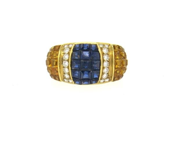 18k Gold Invisible Set Sapphire Diamond Ring (1 of 5)