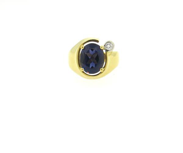 18K Gold Iolite Diamond Ring (1 of 4)