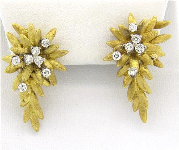 18K Gold 1.14ctw Diamond Dangle Earrings (1 of 4)