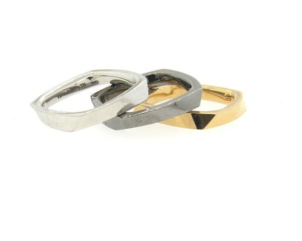 Tiffany & Co Gehry 18k Tri Color Gold Band Ring Set (1 of 5)