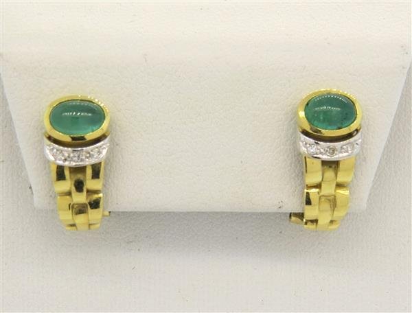 14k Gold Emerald Diamond Half Hoop Earrings (1 of 3)