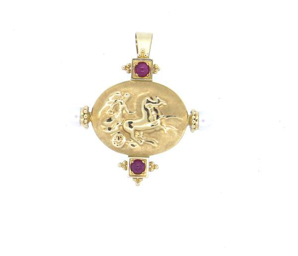 Tagliamonte Italy 14k Gold Pearl Ruby Brooch Pendant (1 of 4)