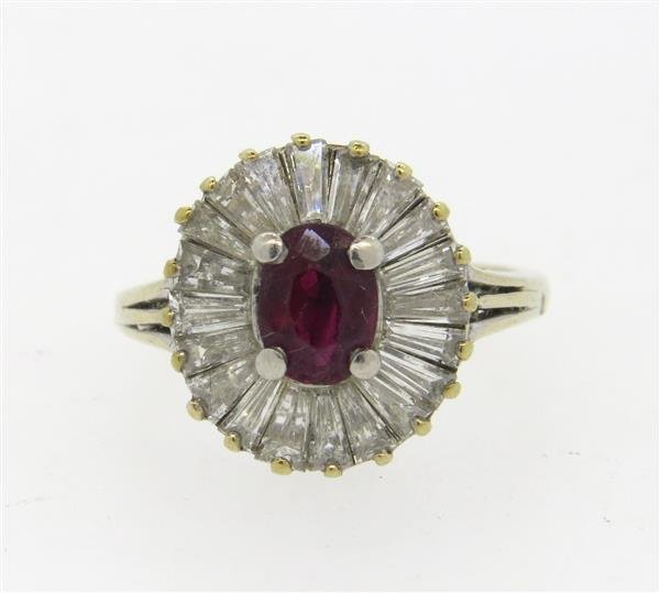 18k Gold Diamond Ruby Ballerina Ring (1 of 3)