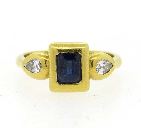 18k Gold Sapphire Diamond RIng (1 of 3)