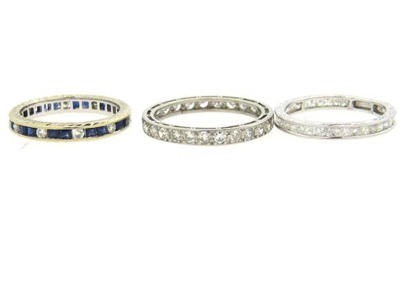 18k Gold Diamond Sapphire Wedding Band Ring Lot of 3 (1 of 4)