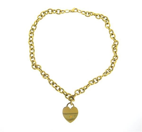 Italian 14K Gold Heart Pendant Link Necklace (1 of 3)