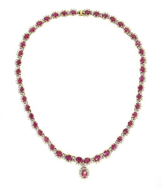 14K Gold 18ctw Ruby Diamond Cocktail Necklace (1 of 5)