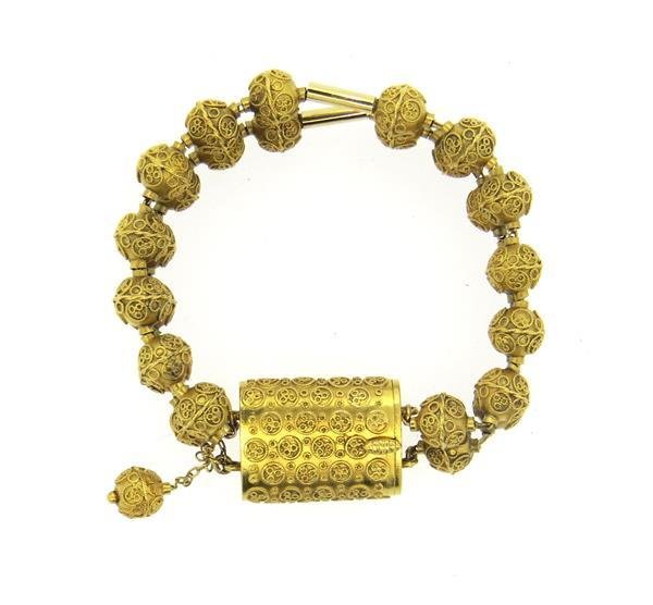 Antique 22K Gold Etruscan Bead Bracelet (1 of 5)