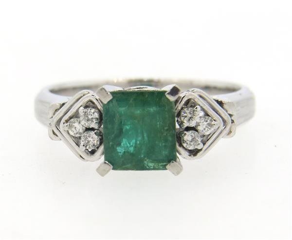 Platinum Diamond Emerald Ring (1 of 4)