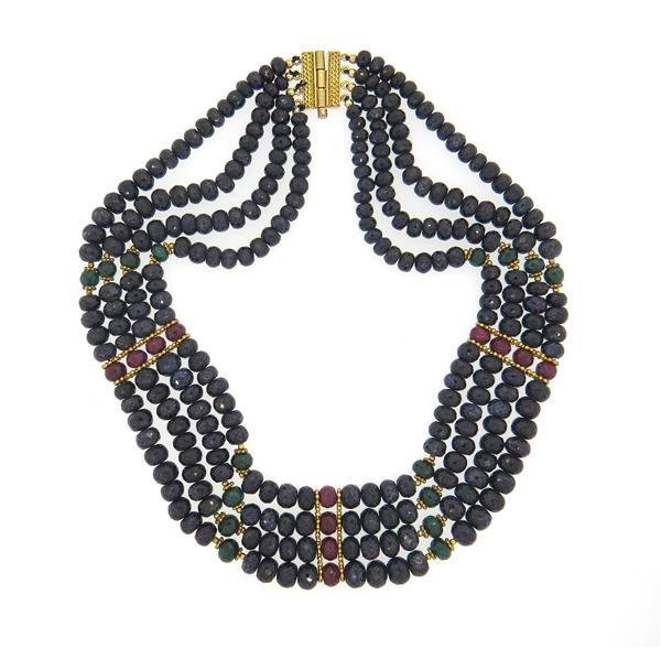 Sterling Emerald Sapphire Ruby Bead Multi Stand (1 of 5)