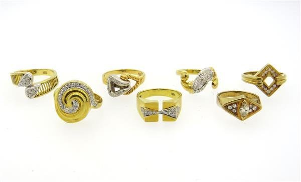 Lot of 7 1970s 14K Gold Diamond Rings (1 of 3)