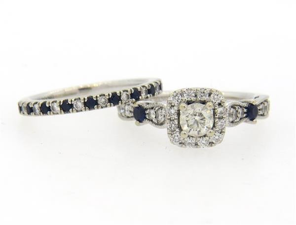 Vera Wang 14K Gold Diamond Engagement Ring Wedding Band (1 of 9)