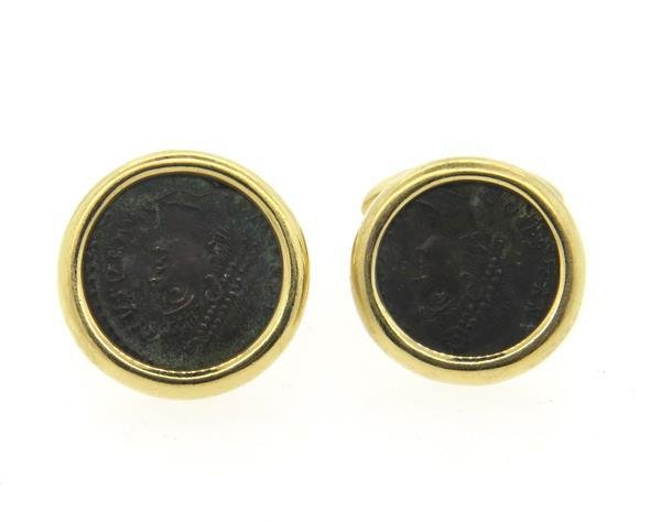 Bulgari Bvlgari 18K Gold Ancient Coin Cufflinks (1 of 3)