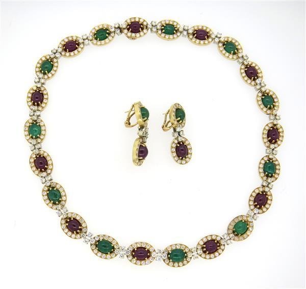 Impressive 14k Gold 22.25ctw Diamond Ruby Emerald (1 of 8)