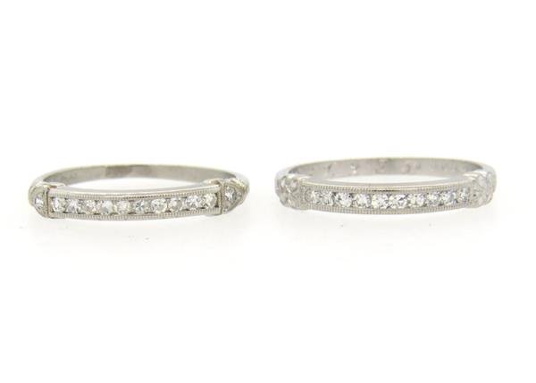 Art Deco Platinum Diamond Band Rings Set of 2 (1 of 3)