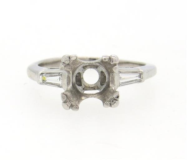 Antique Platinum Diamond Engagement Ring Setting (1 of 3)