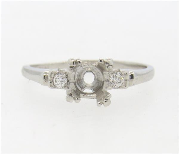 Antique Platinum Diamond Engagement Ring Setting (1 of 2)
